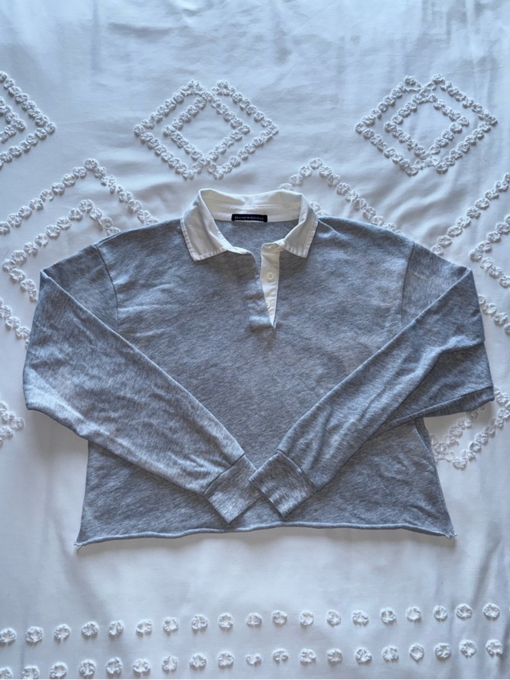 Brandy Melville Collared Long Sleeve Crop Top